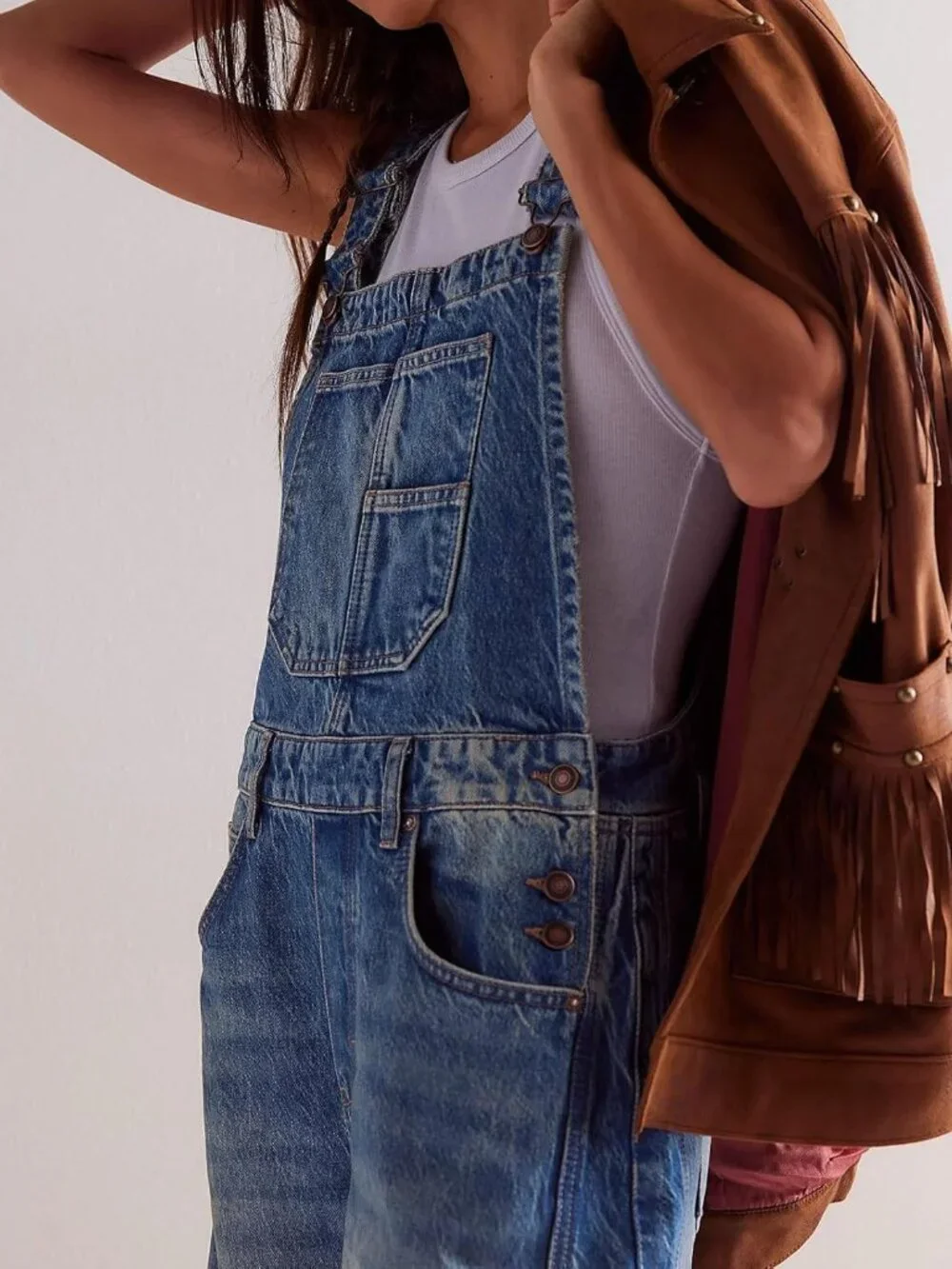 Women Y2k Baggy Barrel Jeans Overalls Wide Leg Denim Pants Bib Overalls Jumpsuit - Picture 7 of 7